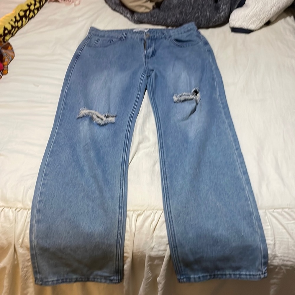 miss look wide leg ripped jeans
